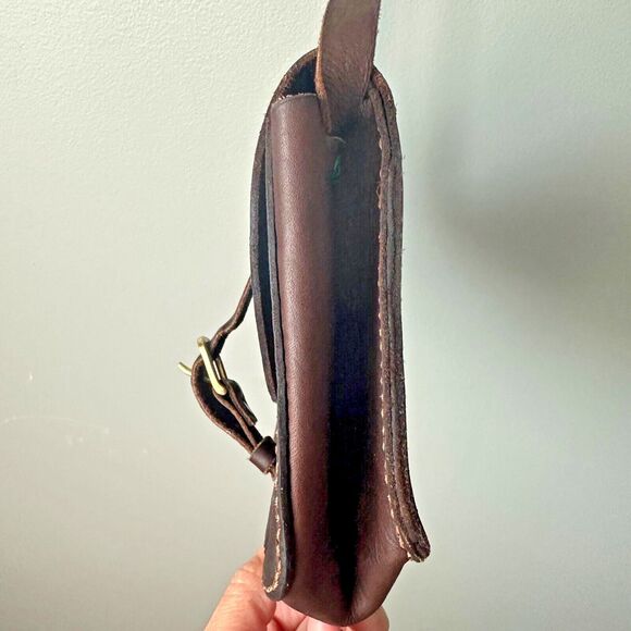 Haiti Made Bouk Small Brown Leather Crossbody Flap Purse - Picture 6 of 9